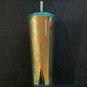 Starbucks Iridescent Gold Glitter Polka Dot Tumbler